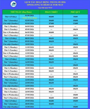 Phú Quý Express xin thông báo điều chỉnh tàu 5/2026